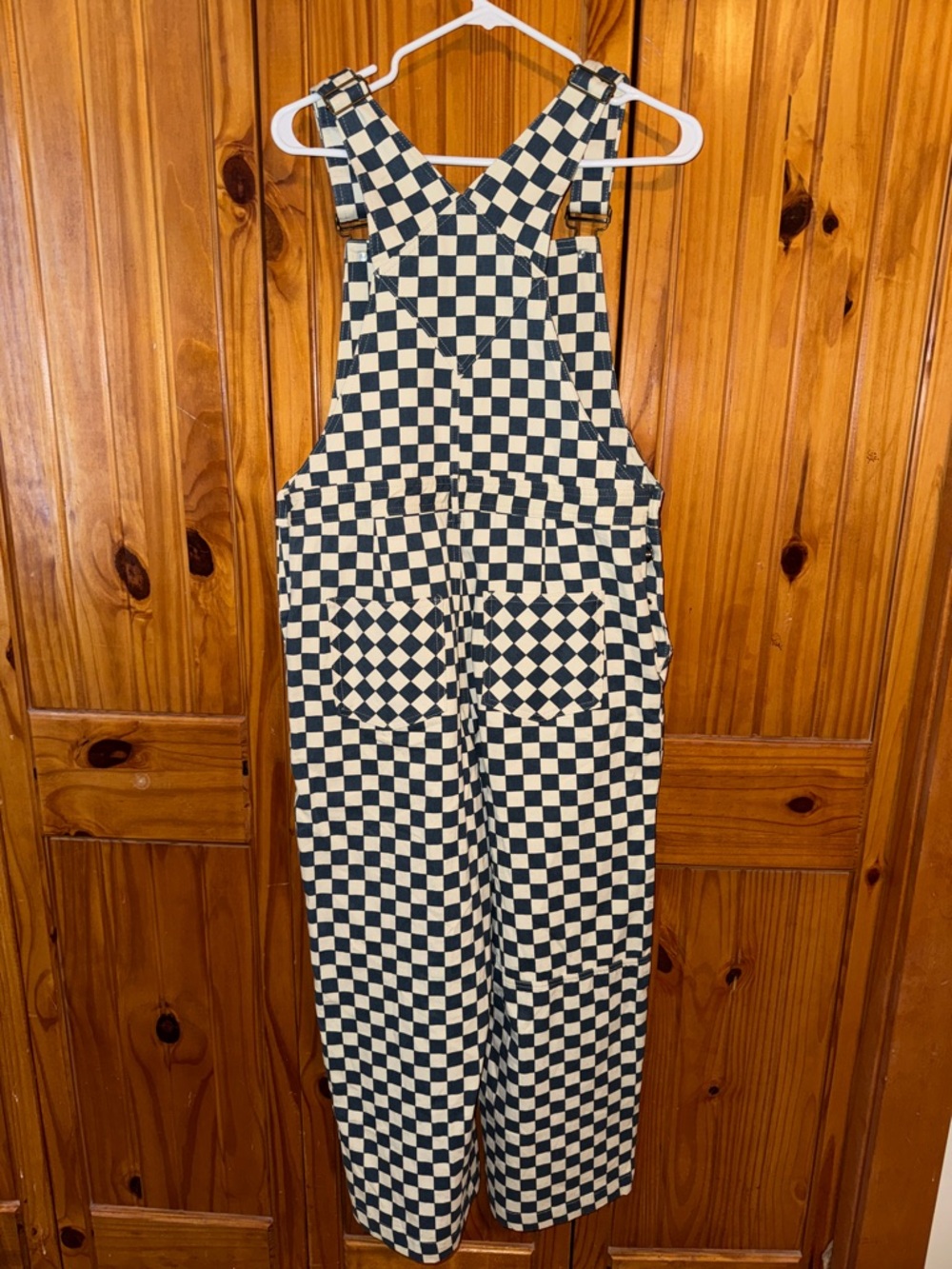 Roolee Blue and cream Checkered Women’s Overalls - Picture 2 of 4